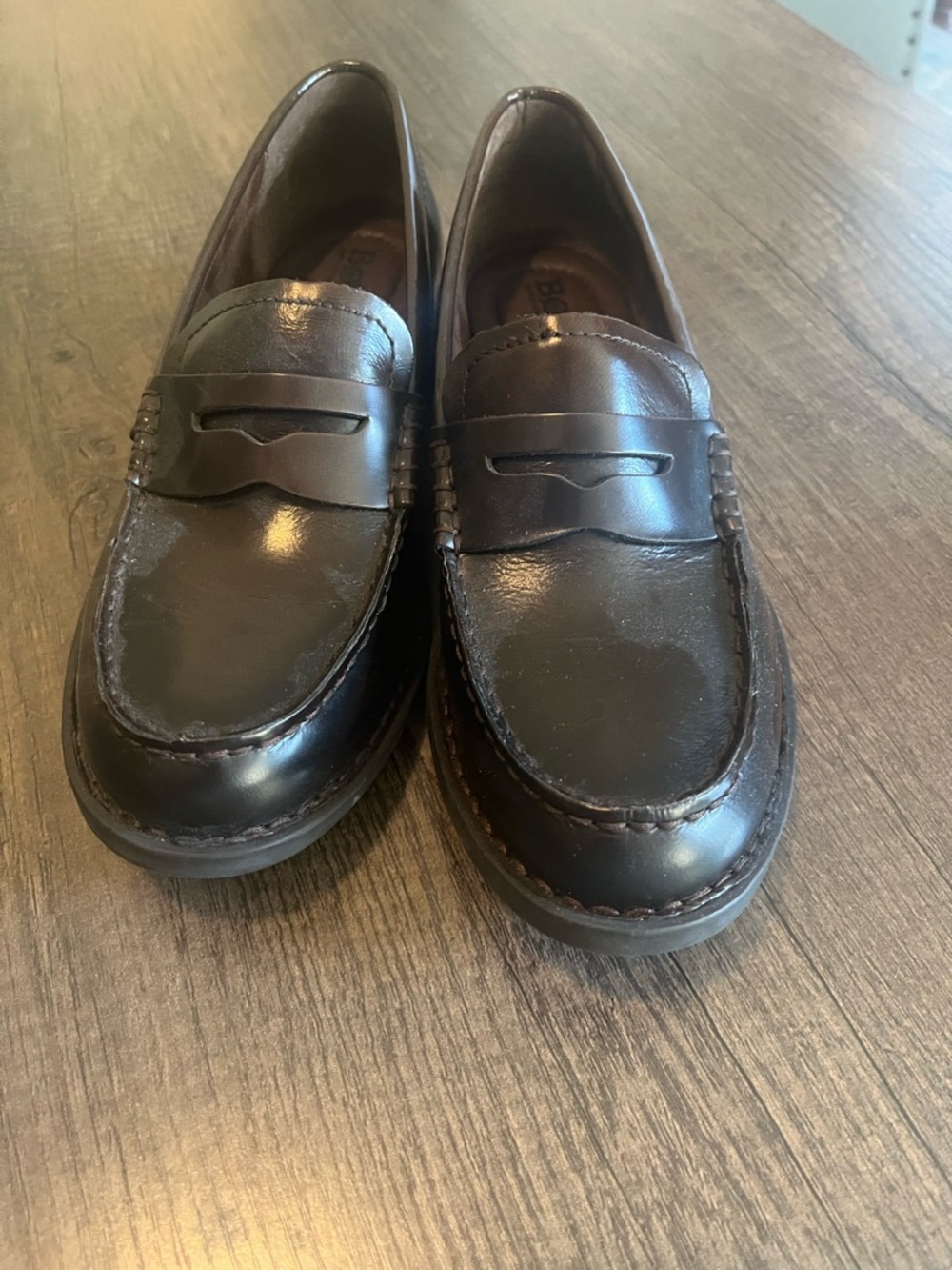 Born Women's Brown Leather Penny Loafers